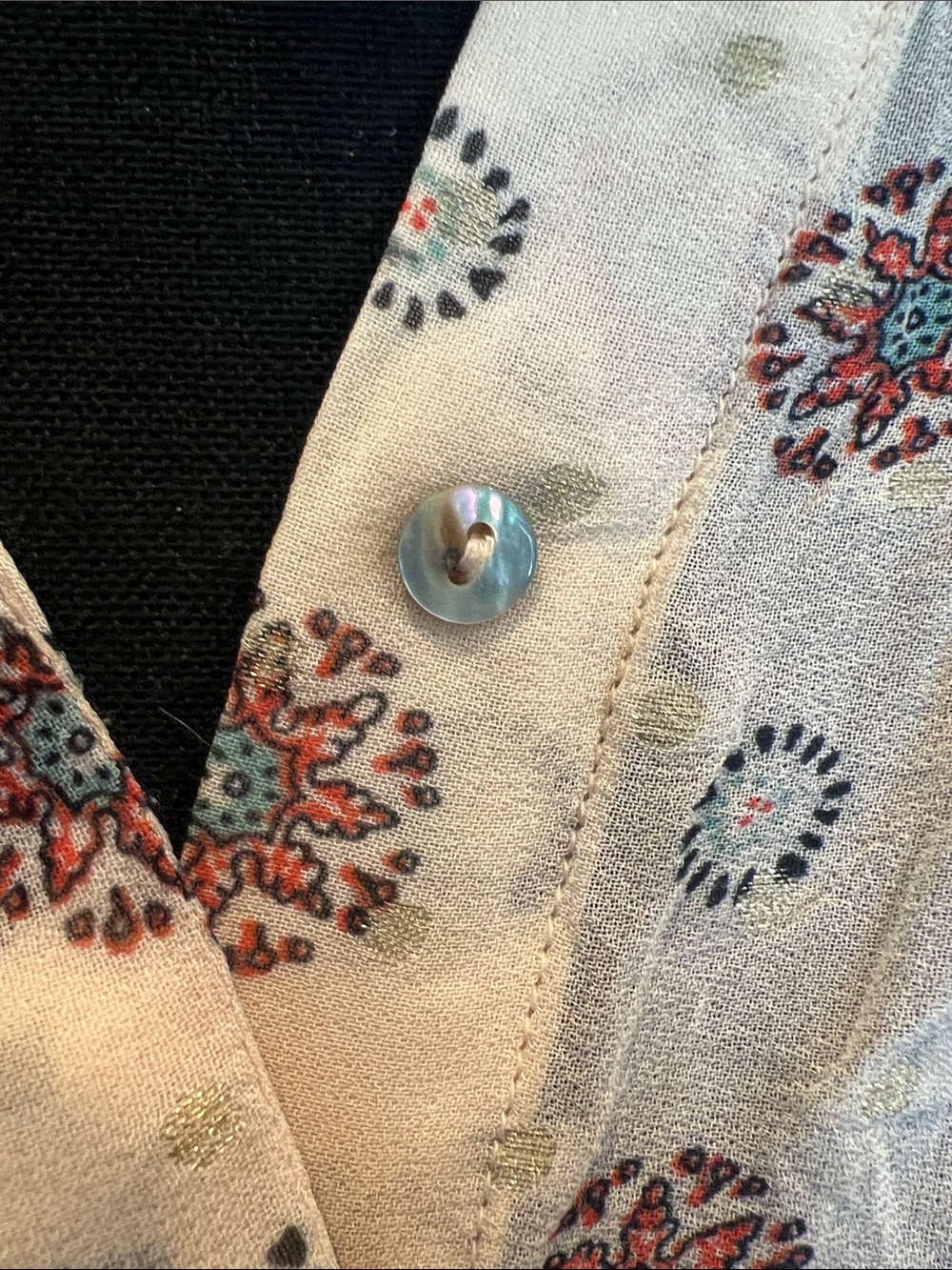 Zara Cream Boho Printed Peasant Blouse with Tassels - Picture 9 of 9
